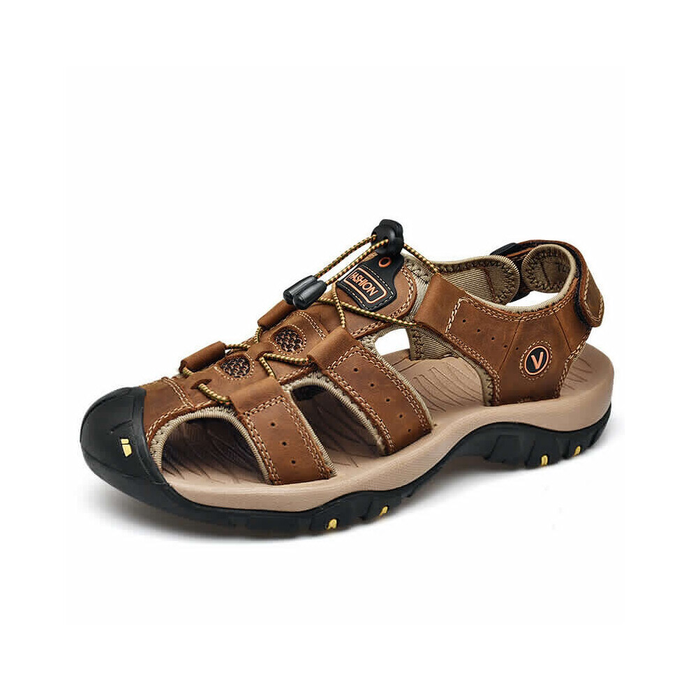 (Dark brown, Tag Size 48=UK Size 13) Mens Sandals Beach Shoe Non-Slip Hiking Casual Walking Hiking Shoes Sports Size