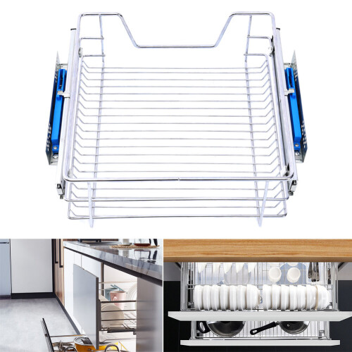 Living And Home (600mm, 1pcs) Metal Sliding Kitchen Cabinet Pull Out Wire Basket Organizer