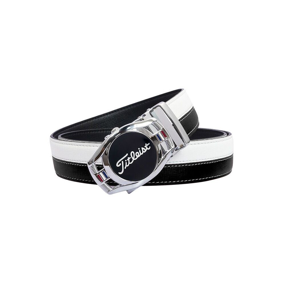 (Black&White) Mens Titleist Golf Webbing Belt Waist Belt Quick Release 3.5cm