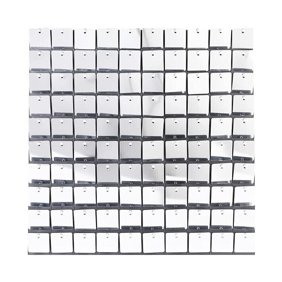 (  Silver) 12 Pcs Shimmer sequin Backdrop Wall Panels Great Events Birthday Party Backdrop