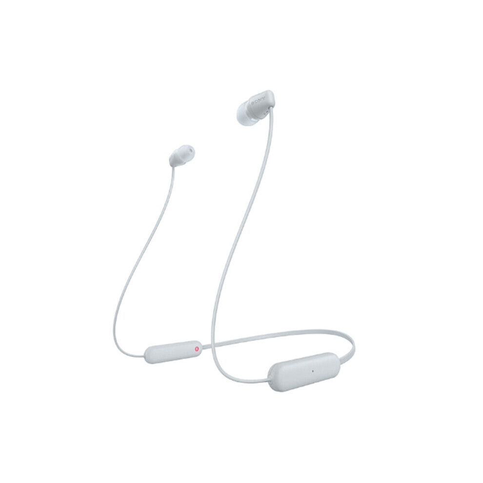 White (White) Sony Wi-C100 Wireless Bluetooth Headphones With Mic, Up To 25H Battery Life