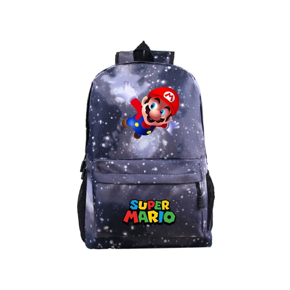 (Starry Grey) Super Mario Kids Backpack School Bag Students Bookbag Handbag Gifts Travelbag