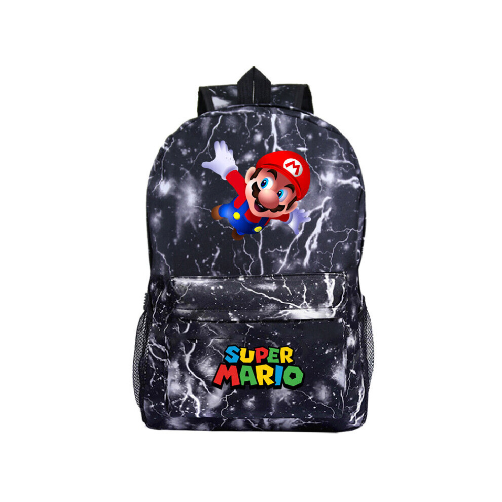 (Gray) Super Mario Kids Backpack School Bag Students Bookbag Handbag Gifts Travelbag