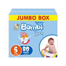 Sanita Bambi Tom And Jerry Baby Diapers, Size 5, X-Large, For 12-22 Kg Baby, Jumbo Box of 80's