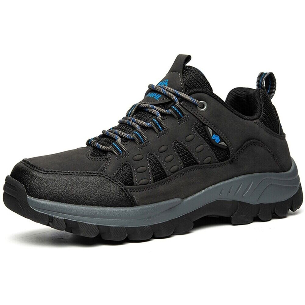 (Black, 7) Mens Hiking Boots Trekking Trainers Shoes Walking Leather Outdoor Waterproof UK