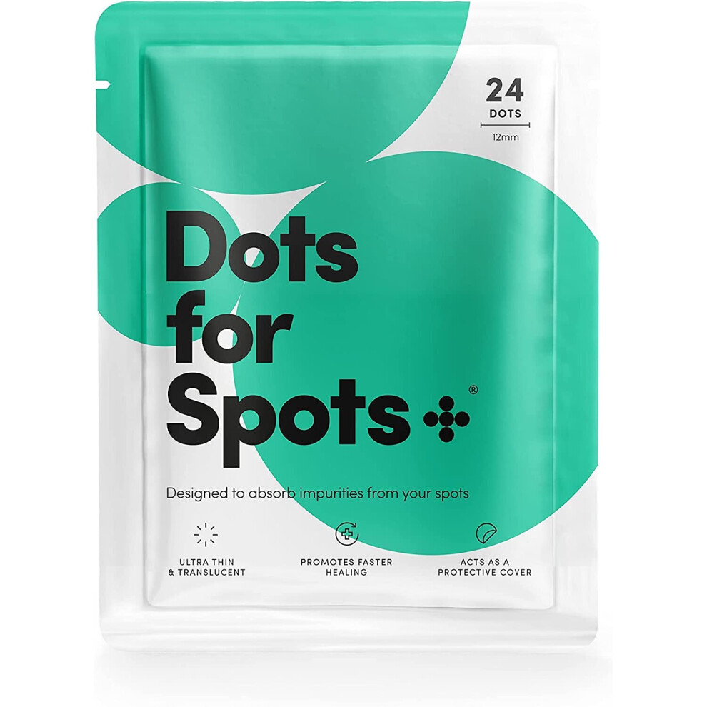 (24 COUNT PACK OF 1	) Dots for Spots Acne Patches - Pack of 24 Translucent Hydrocolloid Pimple Patch Spot Treatment Stickers for Face and Body