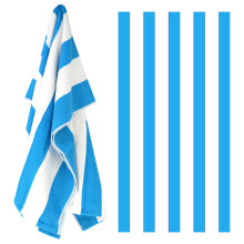 (Blue Stripes) GEEZY Microfibre Beach Towel Stripes Design Quick Dry Summer Pool Travel Absorbent