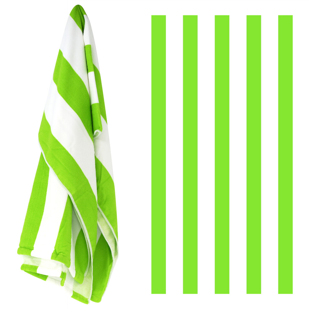 (Green Stripes) Beach Bath Towel Large Microfibre Striped Soft Travel Camping Swimming Holiday