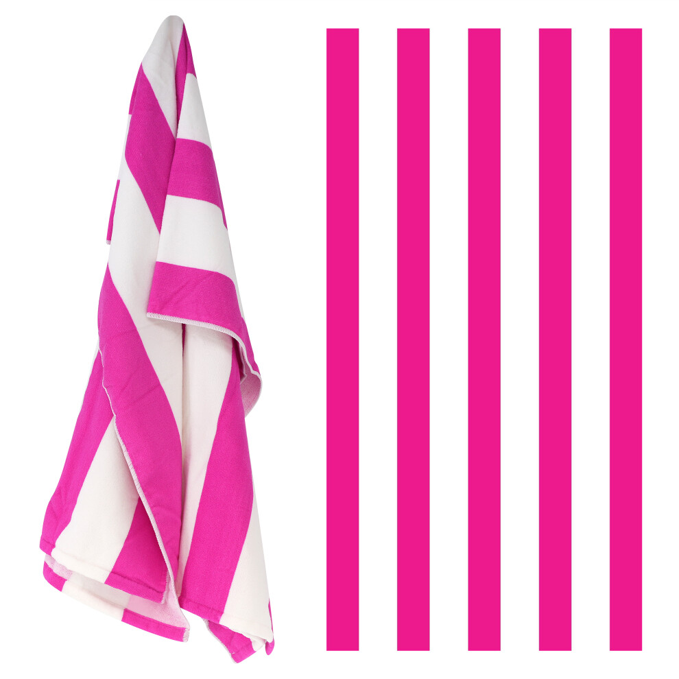 (Pink Stripes) Beach Bath Towel Large Microfibre Striped Soft Travel Camping Swimming Holiday