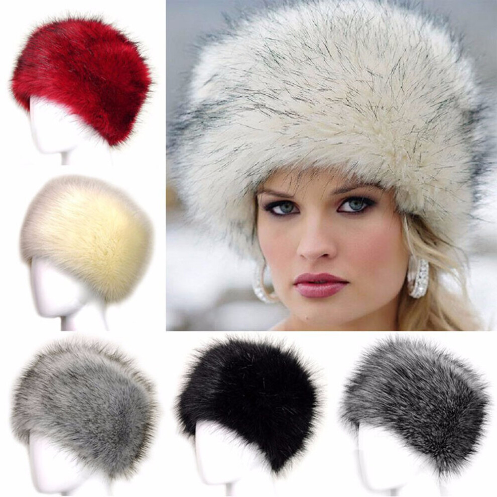 (black) Women Fluffy Faux Fur Russian Hat