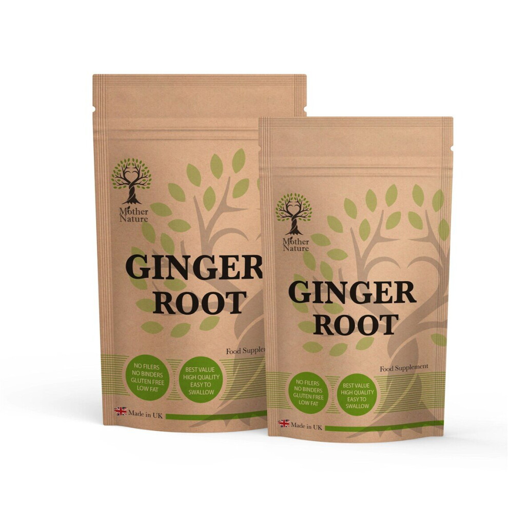 (60 Capsules) Ginger Root Capsules 600mg Genuine High Potency 20 x Stronger Natural Ginger Root Extract Vegan Supplement