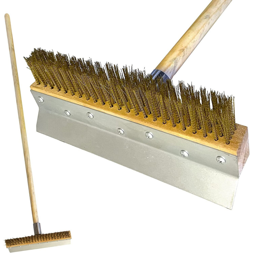 The Dustpan & Brush Store Pizza Oven Cleaning Brush Scraper Handle Wire Steel Barbeque Grill