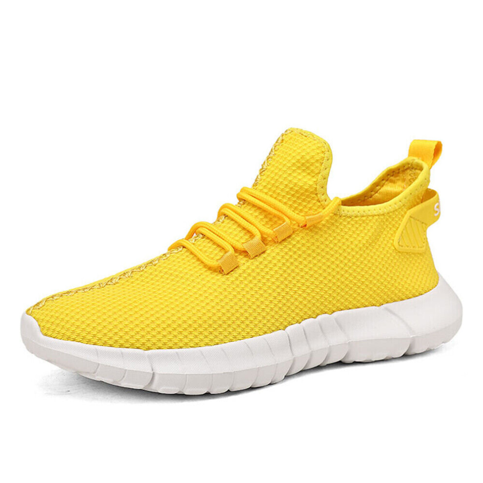 (Yellow, UK 8) Mens Womens Hiking Ladies Walking Fitness Trainers Sports Running Shoes Gym Size