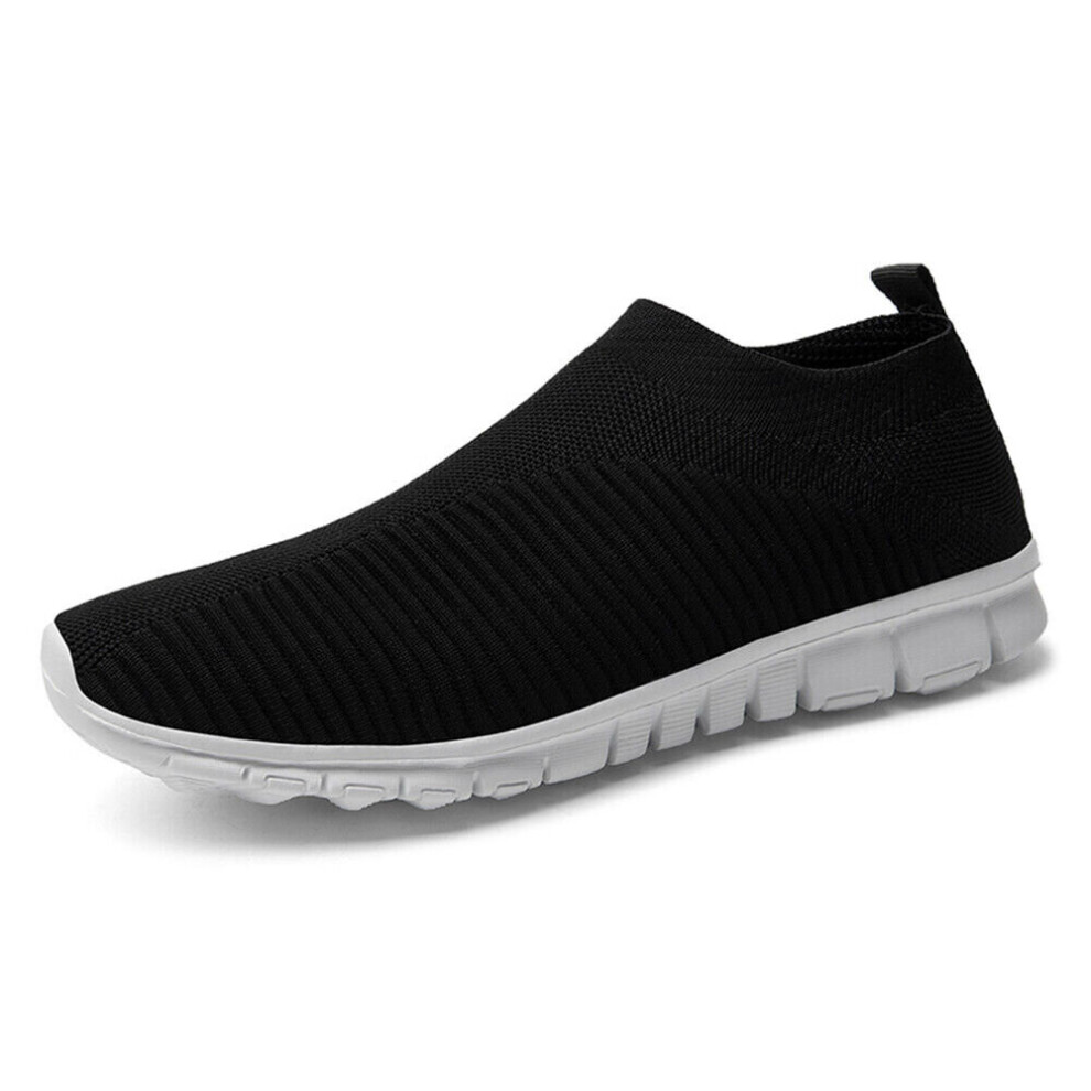 (Black, UK 10.5) Mens Running Formal Flat Slip On Walking Shoes Trainers Driving Loafers Hiking