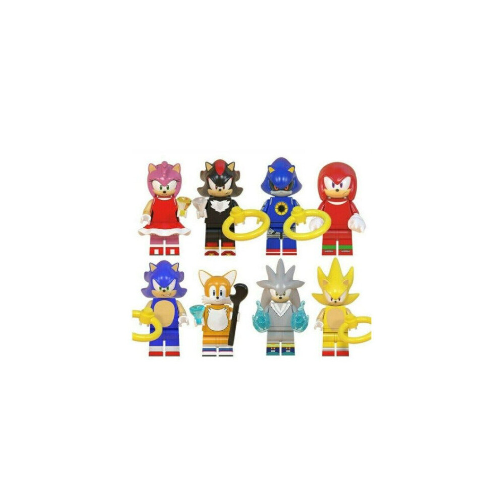 Doyarbim 8Pcs Sonic The Hedgehog Minifigure Fit Lego Kid Toy Collection