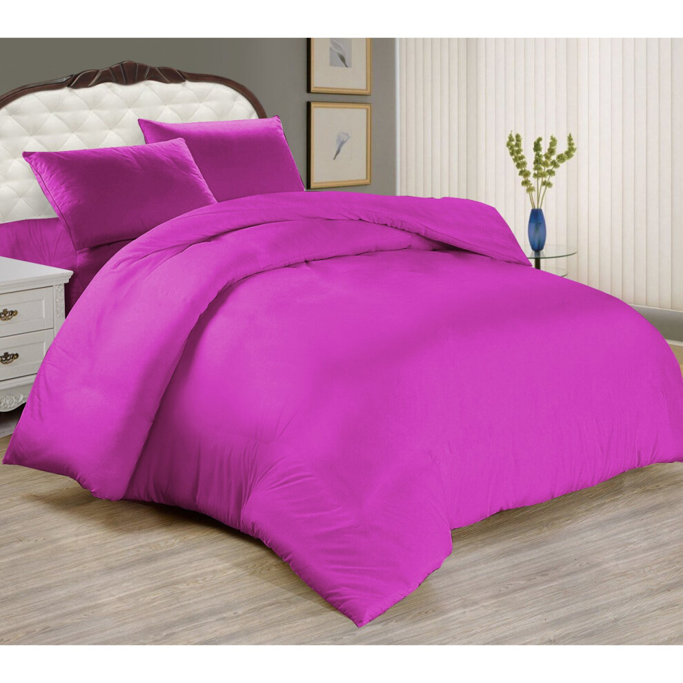 (Purple, Single: 137 x 200 cm) Plain Duvet Quilt Cover Bedding Set & Pillowcases Pair