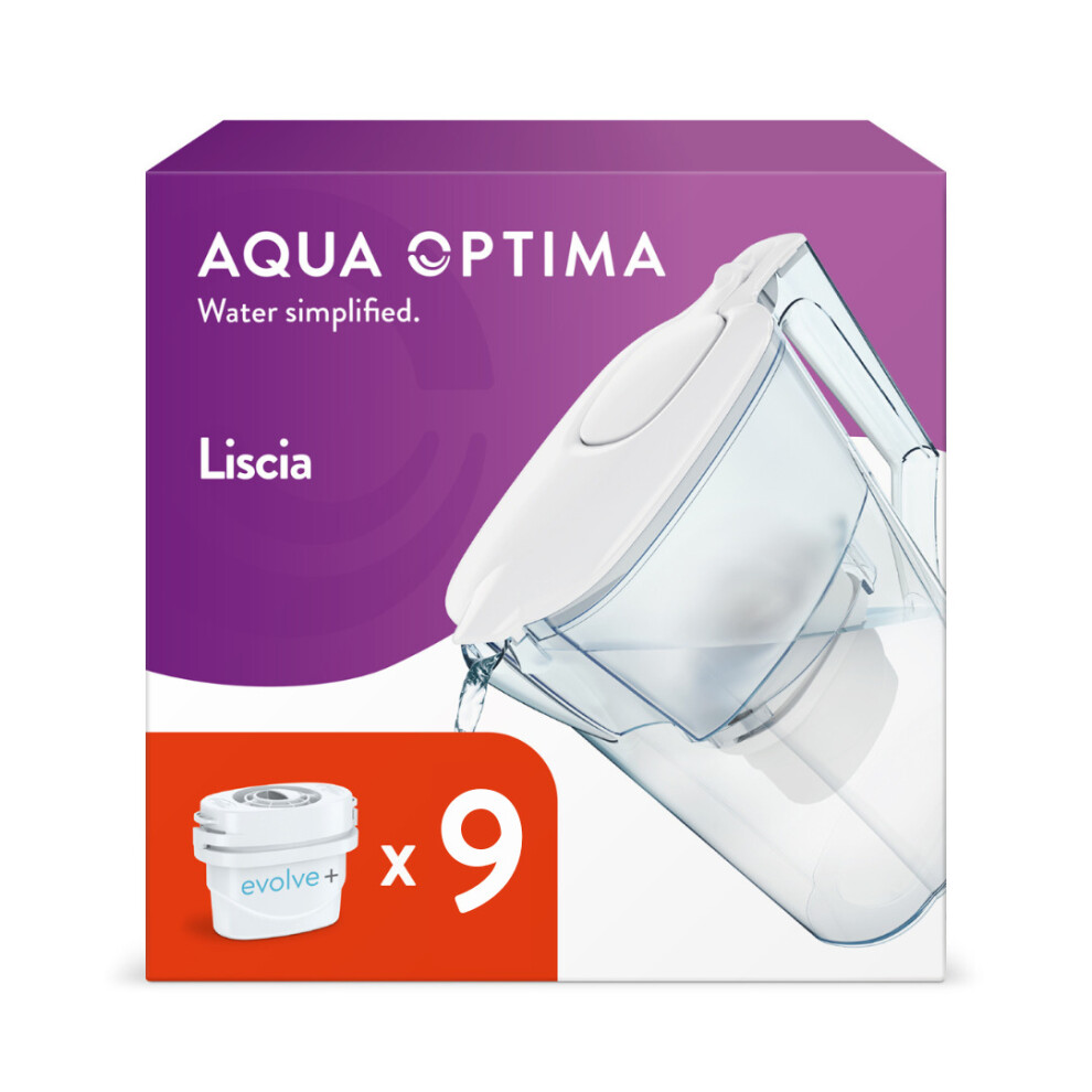 Aqua Optima Water Filter Jug Liscia 2.8L & 9 Evolve+ Filter (9 Month Pack) Blue