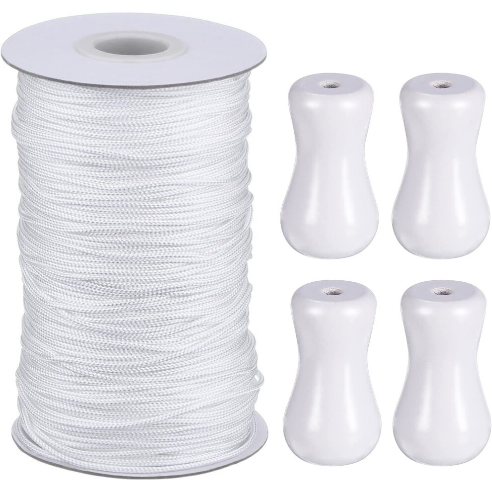 1.8mm White Braided Lifting Cord 55 yards/roll with 4pcs White Wooden Pendants-image-OPC-PBPPPVX-NEW