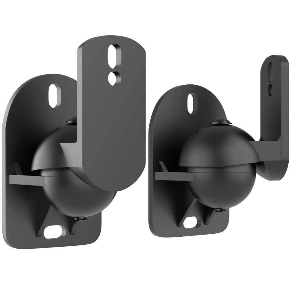 Universal Speaker Wall Mount Bracket, Adjustable Tilt & Swivel For Surround Sound Speakers 2-Pack (Black) Black 9334012220523