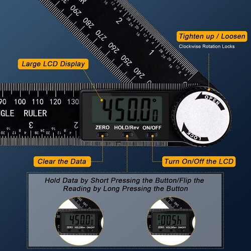 Digital Inclinometer Protractor Measuring Tool Ruler with LCD Display for Woodworking Construction Restoration. 2