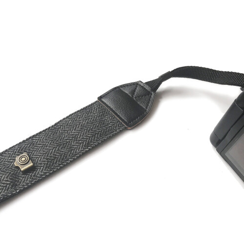 Soft Black Vintage-Printed Camera Neck Strap – Comfortable, Adjustable, Camera Not Included 2