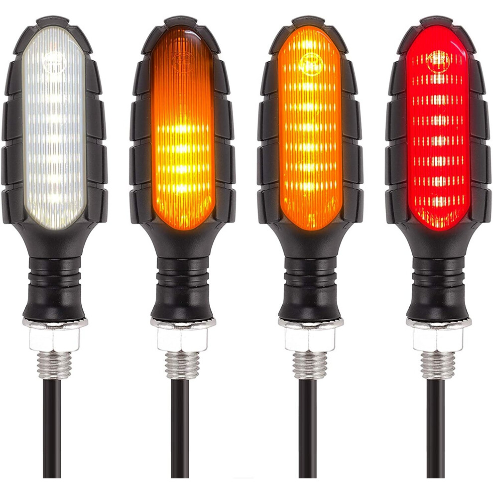 4 Pack Flowing 12V Signal Lights Motorcycle Turn Indicators Amber 9334012219213