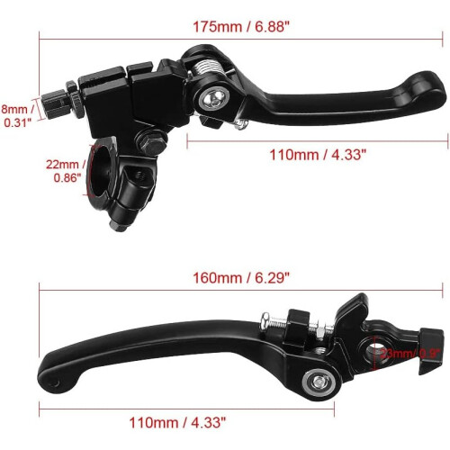 Ungfu Mall 1 Pair 7/8" 22mm Handlebar Clutch Folding Snap Lever 2