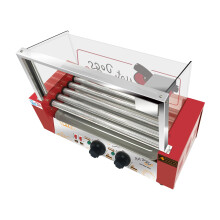 Commercial Hot Dog Broiler (5 Rods) - Stainless Steel, Glass Sneeze Guard, 59x25x39 cm, 7 kg, 220V, CE Approved