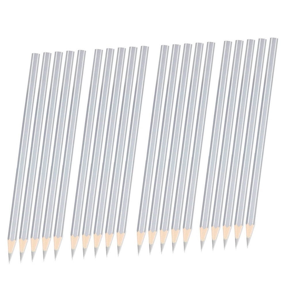 Tlily 20 Pack Welders Pencil Metallic Marking Pencil For Construction Workers Metalwork Plumbers Framers Silver