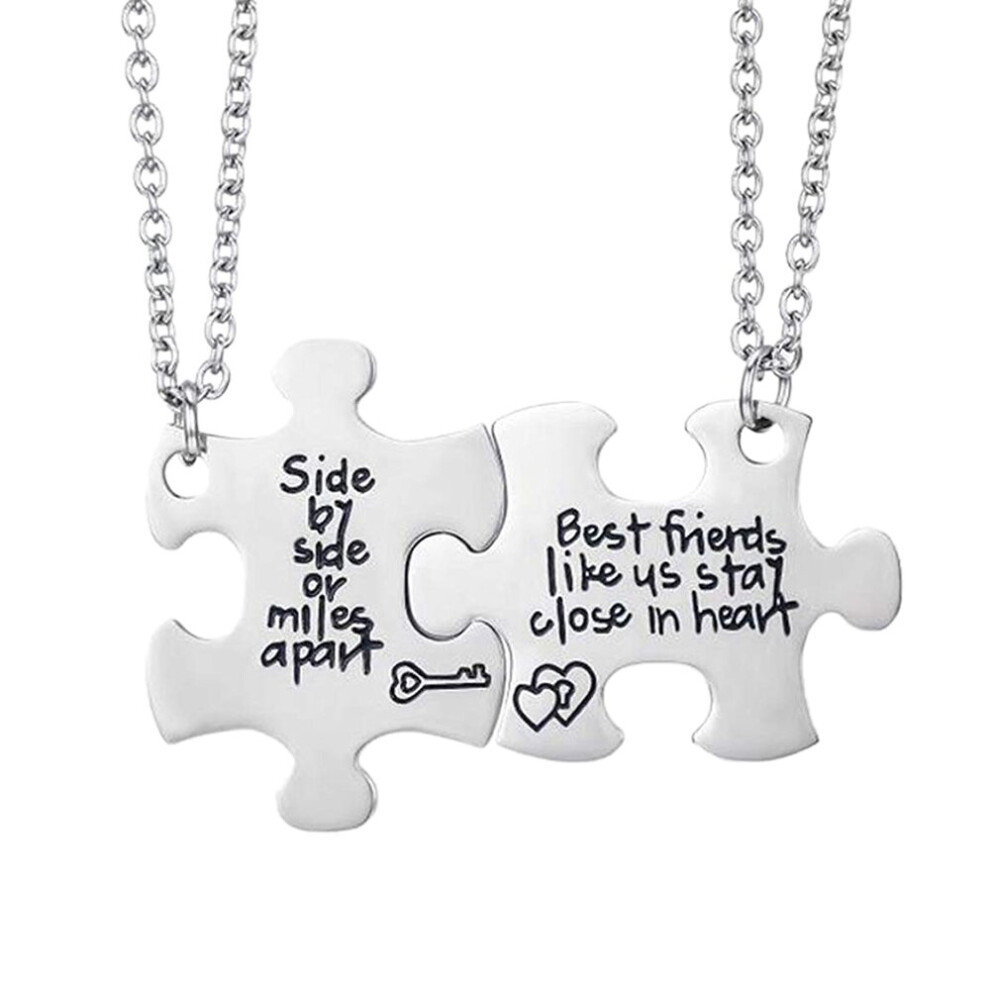 Side By Side or Miles Apart Necklaces Set Heart Gifts for Teen Girls BFF Friendship Necklaces