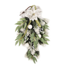 Artificial Christmas Teardrop with , Flower and Ball Ornaments for Front Door Indoor & Outdoor Home Xmas Decor