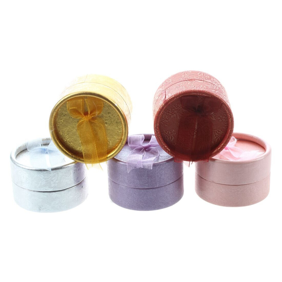 Lot de 5 boîtes rondes en carton pour bijoux, bagues, colliers, boucles d'oreilles, emballage cadeau