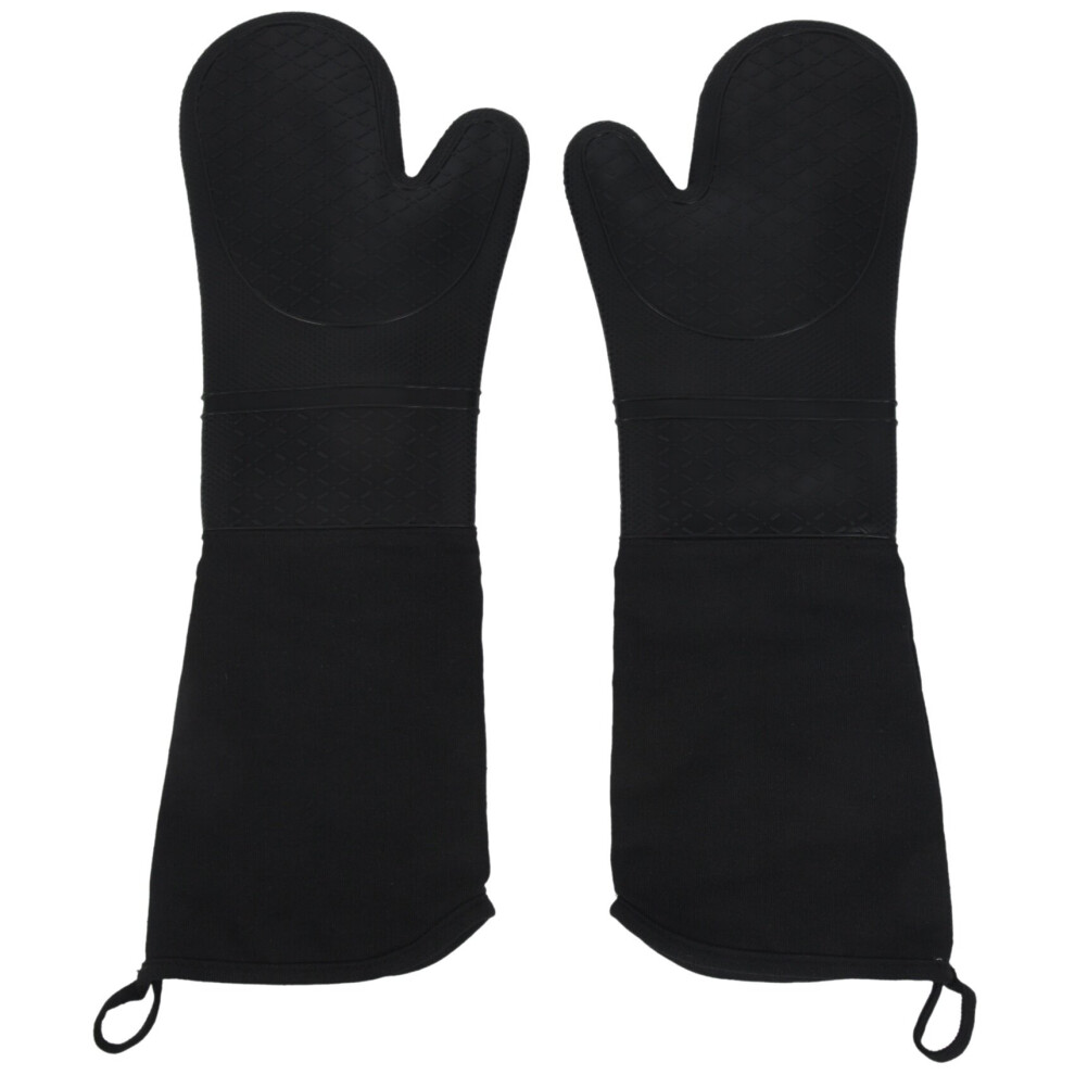 1 paire de gants de cuisine professionnels en silicone, gants de cuisson, longueur coude, gants résistants à la chaleur