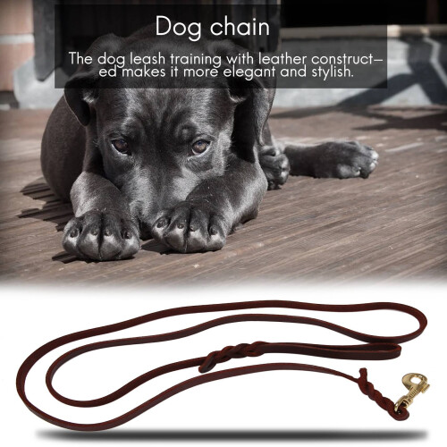 2M Long Leather Braided Traction Collar Strap Training Leash Lead 2
