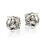 1 Pair Fashion Ear Stud Earring White+Silver 2