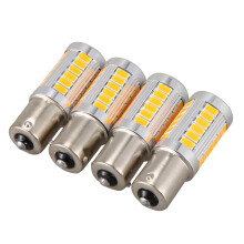 Lot de 4 ampoules LED 1156PY BAU15S PY21W 33SMD pour clignotant arrière de voiture, feu de freinage et de recul