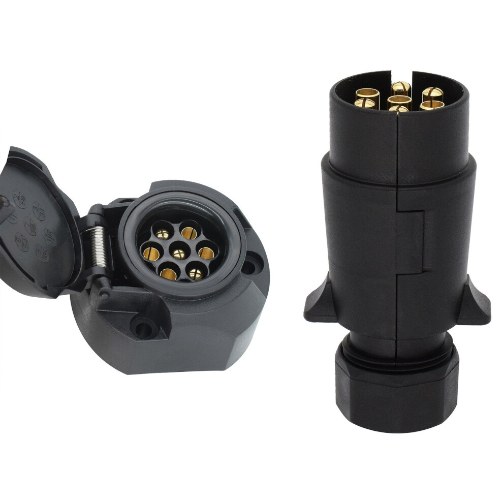 7 Pin European Trailer Socket+Plug Tow Bar Connector Adapter For Car Rv Truck Boat Caravans Transfer Signal Adapter 12V 4761978986289