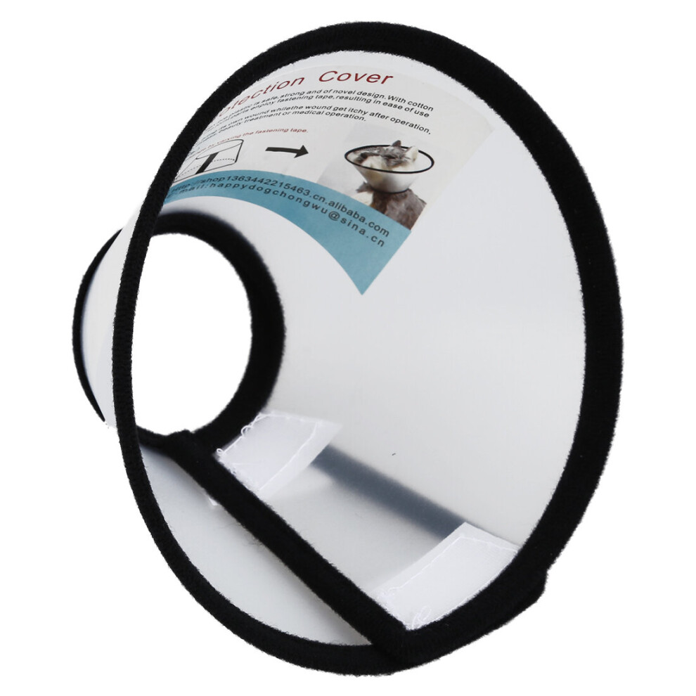 Tlily Elizabethan Dog E-Collar Wound Healing Cone, With Trim, Adjustable Neck 14-19Cm, Protective Post-Op Cone White/Black