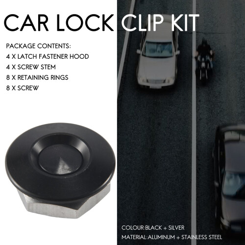 4X Push Button Quick Release Car Hood Latch Pin Lock Bumper Clip Black 1