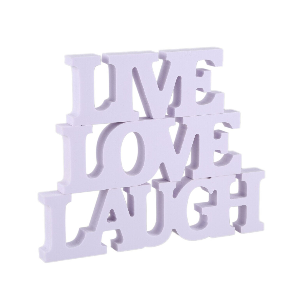 Lot de 3 lettres en bois LIVE LOVE LAUGH pour décoration de mariage (blanc)