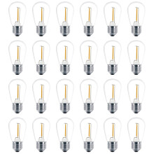 24 Pack 3V LED S14 Replacement Light Bulbs, Shatterproof Outdoor Solar String Light Bulbs, Warm White