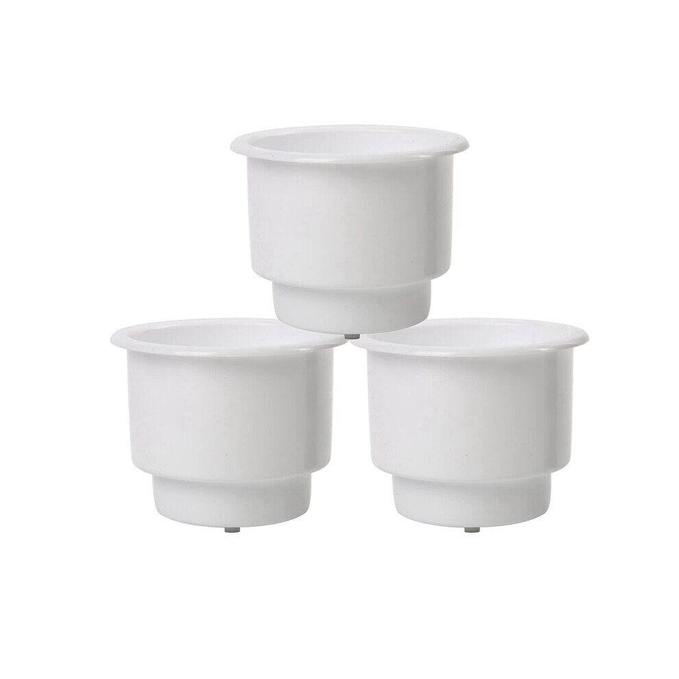 3Pcs Recessed Drop In Plastic Cup Drink Can Holder With Drain For Boat Car Marine Rv (White) White 4761978966977