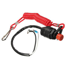 Interrupteur d'arrêt d'urgence pour moteur hors-bord avec cordon de sécurité - noir/rouge, universel