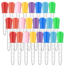 Lot de 24 compte-gouttes pour liquide, 5 ml, en silicone et plastique transparent, avec embout en forme d'ampoule, moule artisanal, 8 couleurs