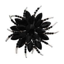 Crystal Brooch Pins For Women Flower Broches Jewelry Fashion Wedding Party - Black