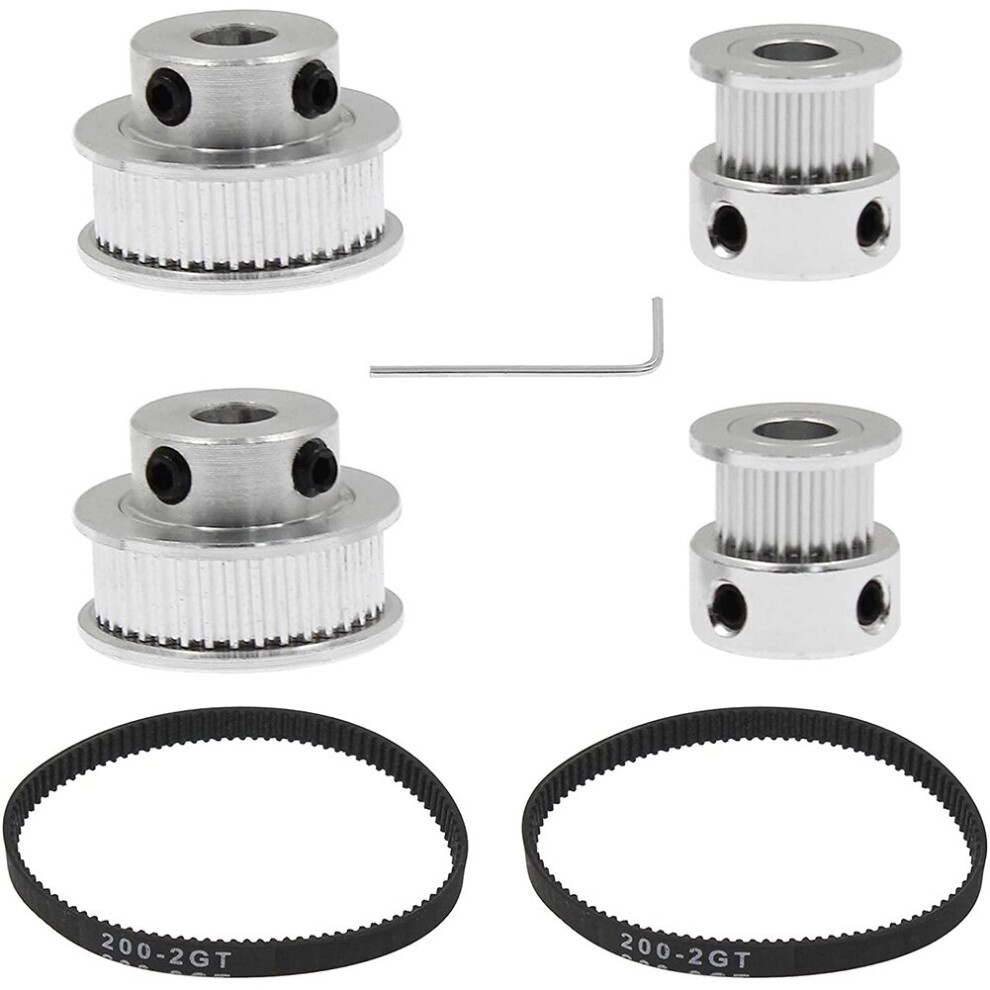 2 Sets Gt2 Timing Belt Idler Pulley Aluminum Synchronous Wheel Kit For 3D Printer Cnc Mechanical Drive 4761978932118