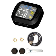 Waterproof Motorcycle Real Time Tire Pressure Monitoring System External Sensor Wireless LCD Display TPMS