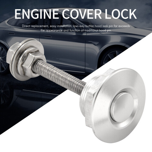 4X Quick Release Push Hood Latch Button Car Pin Lock Bumper Clip Latches Silver 2