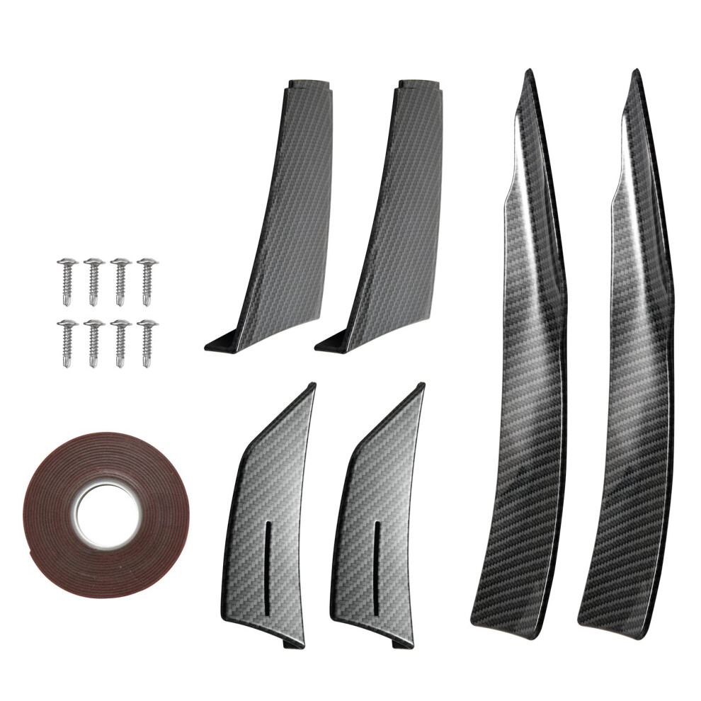 Universal Carbon Fiber Look Car Front Bumper Lip Splitter Fins Body Canards Diffuser Spoiler For - 4762381718030