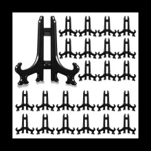 Lot de 24 supports de plaque de chevalet en plastique de 4 pouces pour présenter des photos lors de mariages, noir